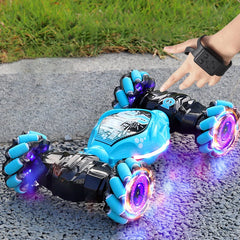 Voiture RC avec lumière LED, télécommande, montre de voiture, gestes de main 360 ° Voiture d'escalade rotative dérive électronique adultes enfant jouets cadeau