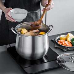Grand pot en acier inoxydable, idéal pour soupes, ragoût et plus encore, Durable, facile à nettoyer, Gadget de cuisine essentiel, 1 pièce