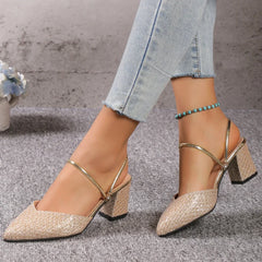 Sandales à talons bas femme mode d'été talons hauts peu profonds femmes sandales de créateur chaussures de luxe pour femmes chaussures de fête de mariage