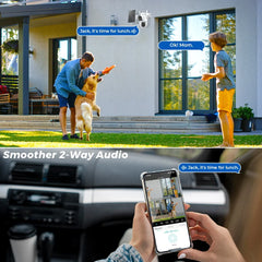 Caméra IP solaire WiFi extérieure double objectif PTZ caméra de sécurité 4MP HD batterie intégrée panneau solaire caméra sans fil alarme PIR iCsee