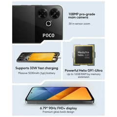 【Première mondiale】POCO M6 Smartphone Version mondiale NFC MediaTek Helio G91-Ultra 6,79" 90 Hz FHD + Écran 33 W Charge rapide