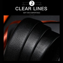 DINISIBOU- Ceinture noire en cuir PU pour hommes, classique, automatique, à la mode, business, pantalon, environnement