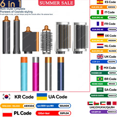 Professionnel 6IN1 Multi Hair Styler sèche-cheveux 1300W lisseur de cheveux friser baril brosse sèche-cheveux Salon Styler Auto Wrap