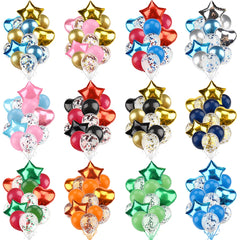 Ballons métalliques en forme d'étoile et de cœur, 14 pièces, ensemble de confettis or rouge bleu rose pour joyeux anniversaire, réception-cadeau pour bébé, mariage