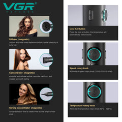 VGR hair dryer seche cheveux puissant professionnel Bestseller 110000 RPM Professionnel Sèche-cheveux Meilleur Sans balai Ions négatifs Sèche-cheveux Super Puissant Faible bruit Bestseller Salon 1900 W Souffleur V-401