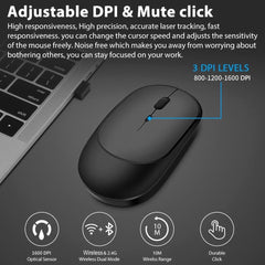 Souris sans fil Rechargeable, double Modes, compatible Bluetooth, USB 2.4 ghz, muette, pour ordinateur portable, tablette, Macbook Mause