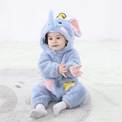 Kigurumis joli éléphant nouveau-né bébé vêtements body hiver flanelle garçons filles barboteuse chaud Cosplay Costume tenue à capuche