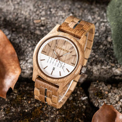 BOBO BIRD Montre en bois BOBO BIRD à quartz avec calendrier pour homme, marque de luxe originale, montre en bois pour homme 2024, nouvelle arrivée.