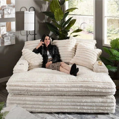 Canapé paresseux extra large en velours côtelé épais, design nuage, meubles personnalisés compressés sous vide