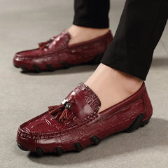 Hommes en cuir véritable chaussures d'affaires motif Crocodile mocassins mode mocassins mâle conduite appartements confortable sans lacet homme chaussures décontractées