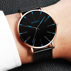 2024 nouvelles montres de mode pour hommes de luxe Ultra mince en acier inoxydable bracelet en maille montre à Quartz or Rose hommes montre cadeaux Reloj Hombre