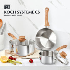 KOCH SYSTEME CS casserole en acier inoxydable 1QT/2QT/3QT Pot à lait antiadhésif avec poignée en bakélite résistante à la chaleur casseroles à Sauce Induction