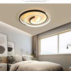 Plafonnier LED noir et blanc au design moderne, éclairage d'intérieur, luminaire décoratif de plafond, économie d'énergie, idéal pour une chambre à coucher ou un salon