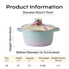DONNOR 3QT marmite antiadhésive marmite à Induction avec couvercle en verre trempé marmite à soupe de cuisine marmite avec poignée de séjour cool J475