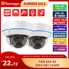 Techage H.265 4MP 5MP dôme intérieur 48V POE caméra IP Audio unidirectionnel verre anti-vandalisme IPC P2P vidéo CCTV Surveillance de sécurité