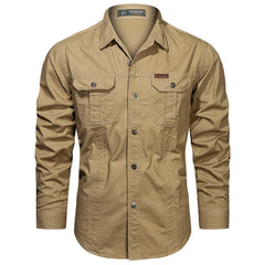 Printemps automne chemises hommes à manches longues décontracté coton chemise de haute qualité Camisa Militar surchemise marque vêtements chemisiers d'extérieur
