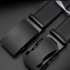 DINISIBOU- Ceinture noire en cuir PU pour hommes, classique, automatique, à la mode, business, pantalon, environnement