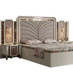 Ensemble de chambre King King King King avec miroir doré, meubles de chambre lumineux, élégant et surdimensionné, style turc, pas cher, luxe