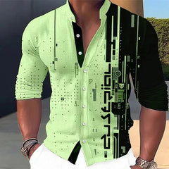 Nouveau quatre saisons mode hommes chemise imprimé décontracté affaires à manches longues col montant chemise hommes Extra grande taille xs-5xl