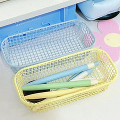 Panier de rangement de bureau INS, panier organisateur d'articles divers en métal, étui pour cartes photo, papeterie de bureau, fournitures pour la maison, support de tri de maquillage