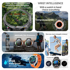 Montre connectée GPS pour hommes, avec boussole, altimètre de pression, étanche IP68, appel Bluetooth, écran AMOLED, nouveau, 2025