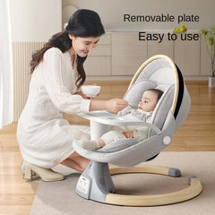 Chaise à bascule électrique pour bébé, berceau pour bébé à dormir, berceau réglable avec plateau à manger, moustiquaire musicale