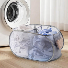 Panier à linge pliant cloison vêtements sales tri sac en maille organisateur de salle de bain épaissi avec cadre seau de rangement en tissu