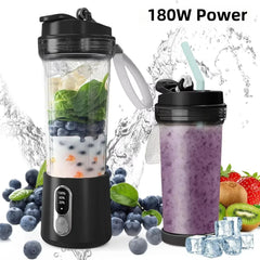 Nouveau presse-agrumes Portable double usage tasse de jus USB 4000mAh batterie intérieur extérieur mélangeur de fruits frais 2 lames Smoothie tasse de jus mélangeur
