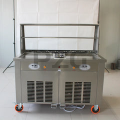 S.S. Commercial, 110V, 220V Machine à rouleaux de crème glacée frite avec 11 réservoirs de garniture, double casseroles, congélateur