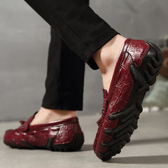 Hommes en cuir véritable chaussures d'affaires motif Crocodile mocassins mode mocassins mâle conduite appartements confortable sans lacet homme chaussures décontractées