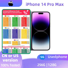 Apple iphone 14 Pro Max 5G 6.7 pouces 256GB/512GB ROM A16 puce bionique iOS16 toutes les couleurs en bon état téléphone d'occasion d'origine
