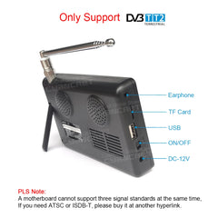 LEADSTAR D5 TV Portable TV de poche 5 pouces DVB-T2 TDT DTT numérique et analogique Mini petite télévision de voiture Support USB TF AC3