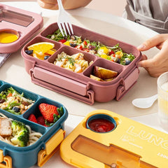 Boîte à déjeuner Portable à compartiment de 1300ML, boîte à Bento de bureau pour enfants étudiants avec fourchette et cuillère, récipient de stockage des aliments pour micro-ondes