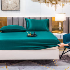Drap-housse en Satin imitation soie avec bandes élastiques, couvre-matelas antidérapant et réglable, bonnet de lit, double, Queen, King