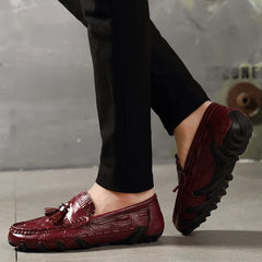 Hommes en cuir véritable chaussures d'affaires motif Crocodile mocassins mode mocassins mâle conduite appartements confortable sans lacet homme chaussures décontractées