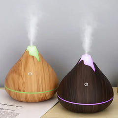 Diffuseur d'huiles essentielles d'aromathérapie 350ML, humidificateur d'air ultrasonique avec télécommande, Grain de bois, frais avec lumière LED 7 couleurs