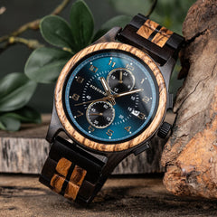 BOBO BIRD Montres pour hommes 44mm Montre à quartz de luxe Boîtier et bracelets légers en bois Montres pour le soutien décontracté Boîte cadeau personnalisée