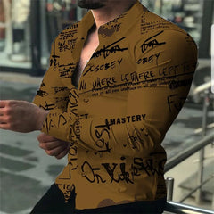 Chemises hawaïennes à manches longues pour hommes, chemise avec lettres à la mode, chemisiers Lepal noirs et blancs, chemisier de plage à simple boutonnage, Camisa Vocation