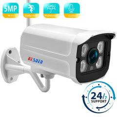 BESDER 5MP 2MP Audio sans fil Version nocturne alarme Push P2PWifi caméra balle caméra IP extérieure avec emplacement pour carte SD Max 128GB iCsee