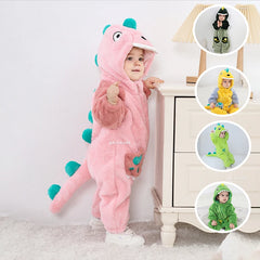 Joli dinosaure nouveau-né bébé fille vêtements body en peluche doux chaud enfant en bas âge combinaison Halloween enfant infantile pyjamas salopette fermeture éclair