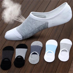 5 paires de chaussettes bateau pour hommes, antidérapantes, en Silicone, invisibles, en coton, respirantes, pantoufles d'été