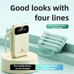 20000mAh batterie externe haute capacité 4 en 1 câble PD 20W charge rapide Powerbank chargeur de batterie Portable pour IPhone Samsung Huawei