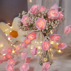 Guirlande lumineuse Rose à piles, 1.5/3m, guirlande de fleurs, lumières féeriques, décoration de fête de mariage, saint-valentin, lumières de noël