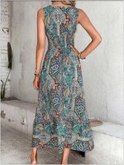 Robe Boho d'été femmes mode sans manches imprimé plage robes de soirée élégant décontracté vacances Robe féminine pour les femmes Robe Femme