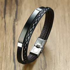 Delysia King – Bracelet en cuir tissé pour hommes, tendance, loisirs, couleur contrastée, en acier inoxydable, 2021