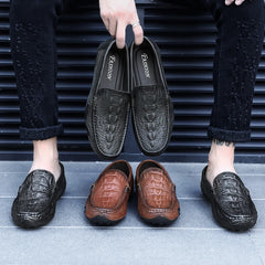 Mocassins de marque célèbre à motif Crocodile, chaussures en cuir véritable, chaussures décontractées à semelles épaisses, confortables et formelles