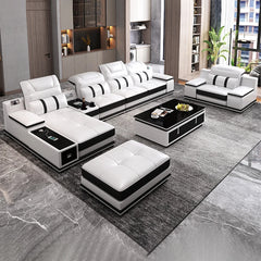MANBAS-mn-Canapé en cuir véritable avec haut-parleur Bluetooth, USB, repose-pieds de sauna réglables, moderne, italien, salon