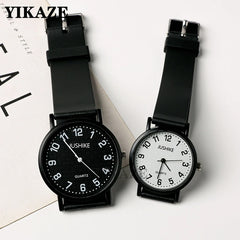 Montres à Quartz simples pour femmes, noir et blanc, bracelet en Silicone, montre-bracelet de loisirs pour dames, montre d'examen légère de luxe pour étudiants, horloge cadeaux