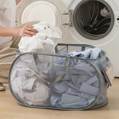 Panier à linge pliant cloison vêtements sales tri sac en maille organisateur de salle de bain épaissi avec cadre seau de rangement en tissu