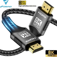 FDBRO 8K HDMI 2.1 câble 8K @ 60Hz 4K @ 120Hz 48Gbps EARC ARC HDCP Ultra haute vitesse HDR pour câble vidéo RTX PC projecteur d'ordinateur portable HD TV